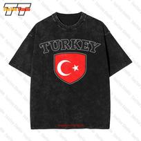 Turkish Country Crest Flag Ethnic Pride Vintage Oversized TShirt TTEW S