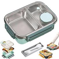 Stainless Steel Bento Lunch Box With 2 Compartments And Sauce Container For Work School Travel Adults Kids One Size