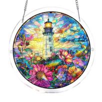 Acrylic Puzzle Suncatcher 83 Pcs DIY Sun Catcher Craft Kit for Adults Stained Glass Window Hanging Ornament for Home Garden Decor 19cm P
