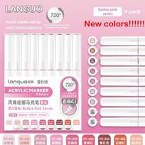 Languo 207/9 Colors Direct Liquid Color Acrylic Paint Pens Brush Marker Pen  Painting DIY Card School Art Supply Stationery barbie rožinė spalva