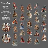 60mm*200cm Greek Heroes Series Vintage Knight Character Landscape PET Tape Creative DIY Journal Material Collage Stationery