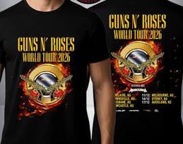 Guns N Roses World Tour 2026 Australia And New Zealand Official Tour T  Shirt S