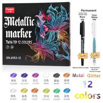 Soft Brush Tip&Flat Tip Metallic Marker Pens,12/36 Colors Acrylic Paint Markers for Stone Rock Painting Ceramic Glass Wood Metal