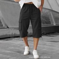 Men's All Match Relaxed Fit Drawstring Hem Cargo Shorts S juoda