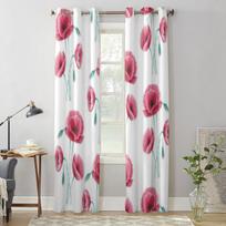 Raudonų aguonų gėlių langų užuolaidos svetainei Prabangus miegamojo dekoras Užuolaidos virtuvės langų apdaila Užuolaidos 135W x 60H(cm) x1