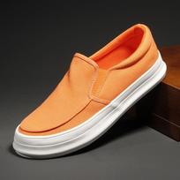 Nauji vyriški drobės batai Laisvalaikio kvėpuojantys batai Vyriškas komfortas Žemi batai Mokasinai Madingi universalūs neslystantys sportbačiai Zapatos Homme 38 oranžinė