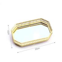Šiaurietiško prabangaus stiliaus laikymo padėklas Stačiakampis stiklinis veidrodinis padėklas svetainei buitinis metalinis Small tray-rectangular