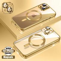 Clear Plating Ultrathin Silicone Case For iPhone 16 15 14 13 12 11 Pro Max 16 Plus Magsafe Magnetic Lens Film Protect Cover Pink for iPhone 13 Pro auksas