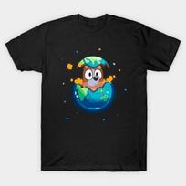 Men Black Print T-shirt Bluey In Era No-Cut Transfer Paper Print Cotton Tshirt M juoda