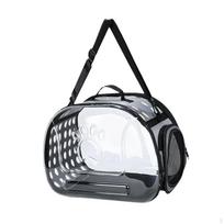 Oro linijų patvirtintas augintinio transportavimo dėklas katėms ir mažiems šunims, skaidrus transportavimo krepšys 42cmx26cmx35cm black