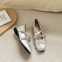 Bow Mary Jane ballet single shoes women's 2025 summer new French light mouth with skirt low heel jk small leather shoes 35 sidabras
