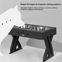 AD23-Dogs Double Bowls With Stand Adjustable Height Pet Feeding Dish Bowl Dog Elevated Food Water Feeders Cat Lift Table juoda