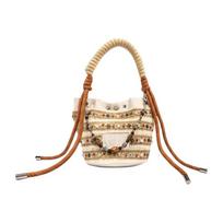 DIOR Pasidaryk pats stiliaus kosmetinė krepšys Fantazija Nepaprastas audimo menas Elegantiškas prancūziškas temperamentas Smėlio spalvos kibirėlis su raišteliu sandėliavimui Poliesterio pluoštas balta