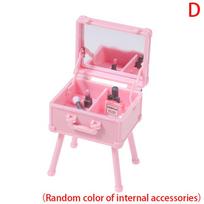 112 1Set Dollhouse Miniature Makeup Box Makeup Mirror Model Home Scene Decoration Doll Pretend Play Furniture Toys Accessories