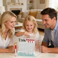 10K/20K Smash Box,Clear Acrylic Unbreakables Piggy Banks,Money Saving Challenge Box for Cash Coin,Must Break to Open M