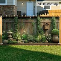 2D Rustic Garden Fence Backdrop, 2D Flat Printing Zen Greenery Background for Outdoor Events 47.2x31.5inch/120*80cm