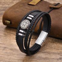 Mprainbow Mens Norse Viking Bracelets for Boys, Stylish Leather Bracelet Bangle Birthday Christmas Gifts to Father Dad Husband