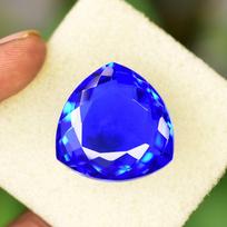 Sri Lanka Natural Blue Sapphire Trillion Cut 48.3 Ct Certified Flawless Gemstone 24.9 mm mėlyna
