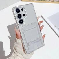 Transparent Card Holder Slot Bracket Case for Samsung Galaxy S2 S24 Ultra S22 S23 Wallet Folding Stand Holder Candy Color Cover Galaxy S22 Ultra 5G