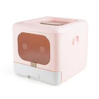 Fully Enclosed Cat Litter Box Splash-Proof Odor-Free Cat Bedpans with Drawer Easy Folding Litter Tray for Cats Compact Sandbox (as the picture,40x44x39cm)