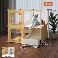 Transparent Cat Villa Extra Large Litter Box Toilet Indoor One Room One Hall Setup Cat Cage Spacious Home Pet Residence System (as the picture,Lifestyle set)