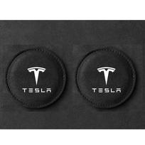 2pcs Silicone/Suede Car Water Cup Slot Pad Non-Slip Mat Pads For Tesla Model Y 3 S X Roadster Bonina 2026 Valve Cap Accessories For Tesla