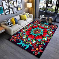 Bohemian Mandala Style Carpet with Vibrant Floral Pattern Decor. Suitable for use as an anti-slip for living room bedroom sofas 40x60cm( 15x23in )