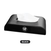Car Armrest Tissue Box Leather Auto Seat Back Hanging Tissue Box For Alfa Romeo Giulietta GT 159 147 156 Brera Giulia Stelvio juoda