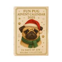 Pug Dog Advent Calendar 2025 24 Days Christmas Ornaments Cute Pug Hanging Decorations for Tree Funny Holiday Gift for Dog Lovers 1 Set