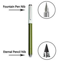 New Extra Fine Nib Metal Fountain Pen Novelty Eternal Pencil Dual Purpose Calligraphy Writing Pen School Office Stationery Gifts žalia