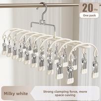 Multi-clip socks drying rack Household stainless steel windproof hanger Baby socks clip Balcony drying underwear hanger smėlis