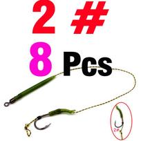 MNFT 8Pcs Carp Fishing Ready Tied Hair Chod Rigs Made Hair Combination Non-stick Coating Barbed Hooks Sizes 2# 4# 6# 8#