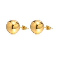 Vnox Auksinės spalvos nerūdijančio plieno 12MM rutuliukai auskarai moterims, papuošalai, antialerginiai metaliniai karoliukai, ausų dovanų aksesuarai Diameter 6mm