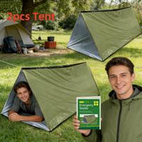 Lightweight Thermal Shelter Kit 2Pcs Foldable Mylar Tent For Backpacking And Wilderness Activities