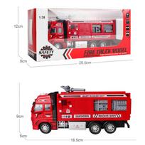 1/32 lydinio vandens cisternos modelis, modeliavimas, ugniagesių transporto priemonės, traukimo atgal automobilis, inercija, žaislinis automobilis, metalinis, vaikų žaislinis automobilis 1/32-Size:18.5*9*5cm raudona