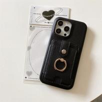 PU Leather  Ring Wallet with Card Holder Phone Case for IPhone 16 15 Plus Pro Max Shockproof Cover For iPhone 16
