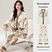 Women's 2025 Cartoon Pajamas: Padded, Long Sleeve, Kimono Cardigan for Autumn, Spring & Winter Home or Outdoor Wear L [95-110 lbs]