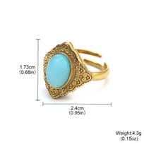 Hot-selling stainless steel natural stone ring for women, non-fading titanium steel retro geometric ring for women