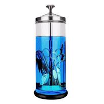 CYCLI-Glass Disinfectant Jar 50 Oz, Unbreakable Salon Barber Disinfection Container With Removable Strainer Plate Tray
