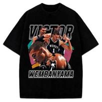 Victor Wembanyama Wemby 90-ųjų Vintažinio Stiliaus Retro Grafinio Dizaino Marškinėliai XL