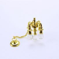 Scale 112 Mini Five-Head Chandelier Playing Scene Gold/Silver Crystal Light Model Ceiling Lamp Model Doll House Accessories