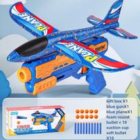 Catapult Boys Plane Gun Toy Soft Bullet Ball Launcher Outdoor Ejecting Airplane Toy Gun Kids Flying Toys Birthday Gifts