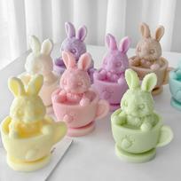 Teacup Hare Silicone Molds Food Safe Silicone Baking Mould for Resin Casting Candle Soap Festival Home Decoration 1