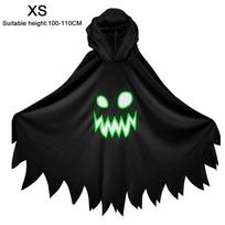 Ghost Face Design Halloween Costume Glow in the Dark Luminous Cloak  Stage Performance Black XS