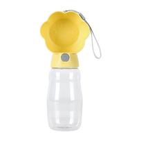 Dog Water Bottle 530ml Pet Water Dispenser for Dogs Water Dispenser Dog Travel Drink Bottle with Water Bowl geltona