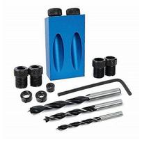 14Pcs Pocket Hole Jig Set,15 Oblique Drilling Jig,With 6/8/10mm Adapter,Oblique Positioner Locator Tool For Drill Guide
