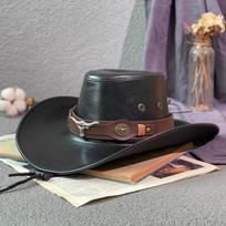 Faux Leather Western Cowboy Hats for Women Men Vintage Gentleman Dress Hats Panama Cowgirl Jazz Cap Sombrero Hombre 56-58CM