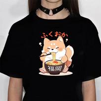 Shiba Inu Tee Women Athleisure Harajuku Summer T Shirt Girl Anime Clothing S įvairiaspalvis
