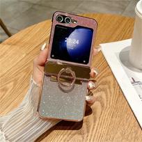 For Samsung Z Flip  6 4 3 Glitter Case Finger Ring Cover For Samsung Galaxy Z flip Gradient  Electroplated Hard Case For Samsung Z Flip 4