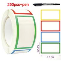 250pcs Blank Name Stickers Writable Date Tags for School Teacher  Kids Desk Clothes Storage Boxes Packaging Mark Labels with Pen (as the picture,4.5x2.5cm)